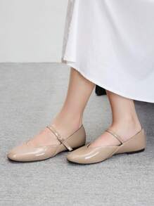 CUCCOO BIZCHIC Women Casual Simple Mary Jane Flat Shoes, Versatile For Commuting For Christmas Spring Shoes - Apricot - View 3