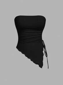 SHEIN MOD 多件式紧身胸衣上衣，侧边系腰褶，复古印花抹胸，秋季上衣，外出上衣，棕色背心