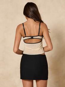 SHEIN BAE Women's Lace & Mesh Splice Sexy & Elegant Bralette - Apricot - View 2