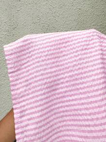 Sunnyshic Chân váy dài sọc dọc Colorblock dành cho nữ, thời trang mùa hè - Màu Hồng baby - Xem 5