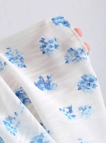 SHEIN Sweetro Falda evasé de estilo campestre francés con estampado floral menudo, silueta estilizante para primavera y otoño con caída fluida - Multicolor - Ver 3