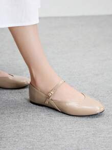 CUCCOO BIZCHIC Women Casual Simple Mary Jane Flat Shoes, Versatile For Commuting For Christmas Spring Shoes - Apricot - View 4