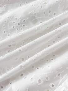 SHEIN Teen Girls Casual/Spring/Summer White Embroidery Halter Backless Dress For Teen Girls,White Graduation Dress,Summer Clothes,Sun Dress,Bohemia,Vacation Dress - White - View 6