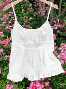 Comfortcana Áo ba lỗ dệt vải dệt trơn màu mùa hè mỏng thời trang cho nữ - trắng - Xem 3