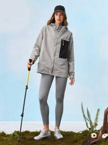 In My Nature 女士户外运动风衣夹克，适合露营、徒步旅行和通勤 - 灰色 - 查看 3