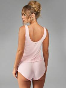 Missguided x Playboy 圣诞罗纹系带背心和短裤家居服套装 - 粉色 - 查看 2