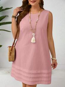 EMERY ROSE 女士加大码夏季休闲宽松纯色无袖连衣裙，适合日常度假