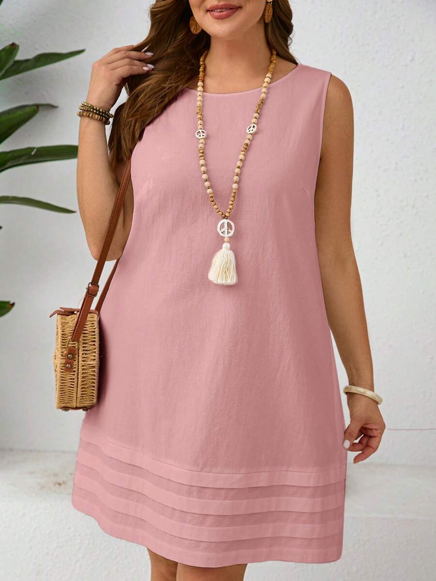 EMERY ROSE 女士加大码夏季休闲宽松纯色无袖连衣裙，适合日常度假