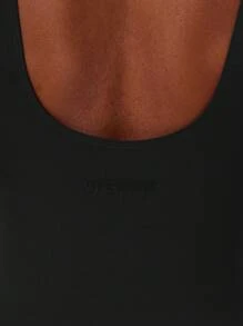 Musera Sport Stitched Seam Detail Scoop Neck Fitted Active-Wear Unitard , Padel, Tennis, Pickleball Gym Fitness Fall Winter