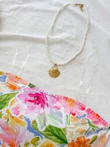 SHEIN 少女度假休闲花朵全印花抹胸花卉印花迷你连衣裙，适合春夏季连衣裙