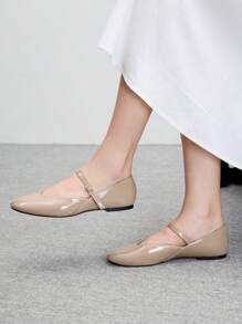 CUCCOO BIZCHIC Women Casual Simple Mary Jane Flat Shoes, Versatile For Commuting For Christmas Spring Shoes - Apricot - View 5