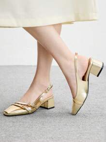 CUCCOO BIZCHIC 女士时尚金色踝带经典低跟平底鞋 - 金色 - 查看 3