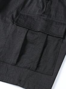 Manfinity Homme Casual Street Style Men's Pocket Shorts, Suitable For Summer - Black - View 3