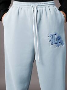 SUMWON 宽松版型低裆运动裤 - 淺藍色 - 查看 6