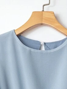 Rusticease Women Elegant Solid Color Dress For Summer - Blue - View 5
