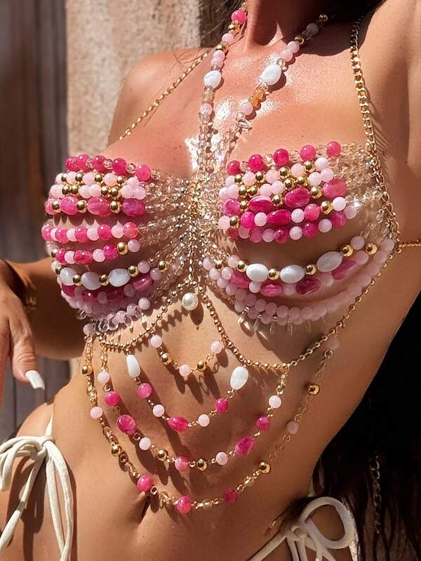 Swim SXY New Summer/Autumn Beach Colorful Beaded Cover-Up, Sexy And Fashionable Design Suitable For Music Festivals, Bohemian Style For Women