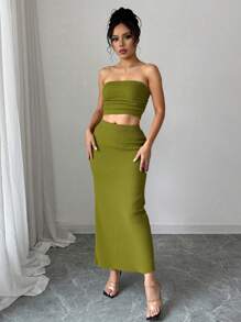 Elenzga Women Two Pieces Outfits For Daily Wear - Olive Green - View 5
