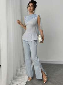 Modelyn Conjunto de dos piezas para mujer para uso diario - Azul - Ver 5