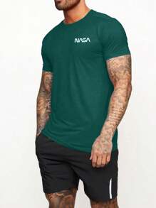 Manfinity Sport Corelite Manfinity Fitness 男式字母图案运动 T 恤健身上衣基本款 T 恤男式图案 T 恤男式慢跑裤健身服跑步 T 恤和背心