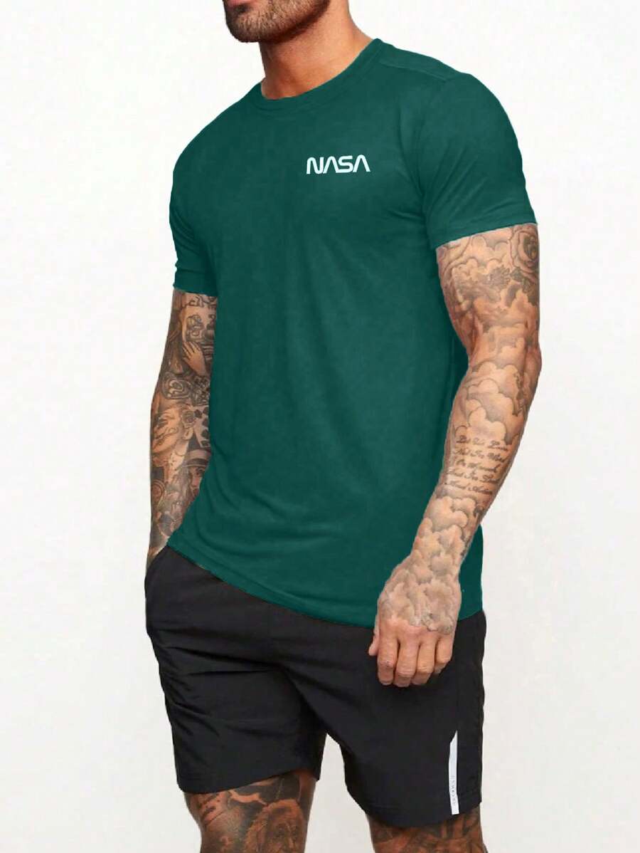 Manfinity Sport Corelite Manfinity Fitness 男式字母图案运动 T 恤健身上衣基本款 T 恤男式图案 T 恤男式慢跑裤健身服跑步 T 恤和背心