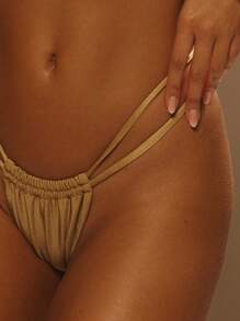 Musera Resort Doppelriemen Bikini Hose nur für Sommerurlaub, elegant, süß, Strand-Festival, Rave, Boho, Urlaubskleidung, Sommeroutfits, Frühling - Gold - Übersicht 5