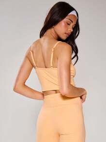 Musera Sport Slinky Spaghetti Strap Active-Wear Crop Cami Top Only ,Padel, Tennis, Pickleball Gym Fitness - Yellow - View 2