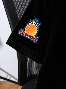 SHEIN EZwear 休闲简约篮球服，字母 K 印花图案短袖宽松 T 恤，适合女士夏季 - 彩色 - 查看 4