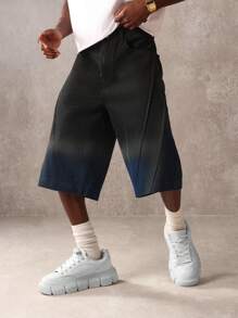 SUMWON Wide Leg Denim Jorts Bermuda Length Relaxed Fit Summer Festival Baggy Knee Length Urban Fashion Streetwear Skater Style Casual Bottom