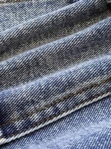 EgrlEra Women's Rhinestone Decorated Sleeveless Zip-Up Fitted Denim Jacket, Streetwear Style - Dark Wash - View 10