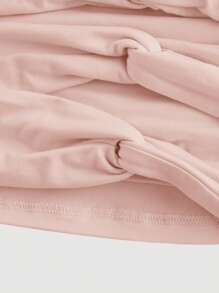 SHEIN MOD Plus Size Elegant Pink Twist Neck Design Top - Pink - View 3