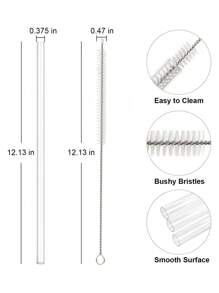 Replacement Straw, Compatible With Stanley 40 Oz 30 Oz Cup Tumbler, 1/6 Packs Reusable Straw With Cleaning Brush, Reusable Straws For Cup Replacement, Clear Hard Drinking Straws For, 10mm Large Wide Water Bottle Straw For Cup Accessories