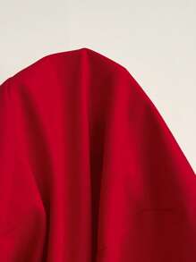 Sweetra Blusa con panel de encaje floral rojo y puños con cordón para mujer - Rojo - Ver 7