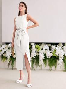 MOTF Soiréza KNOT SPLIT DRESS - Beige - View 7