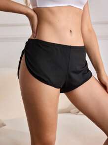 女士简约纯色舒适开叉三角内裤