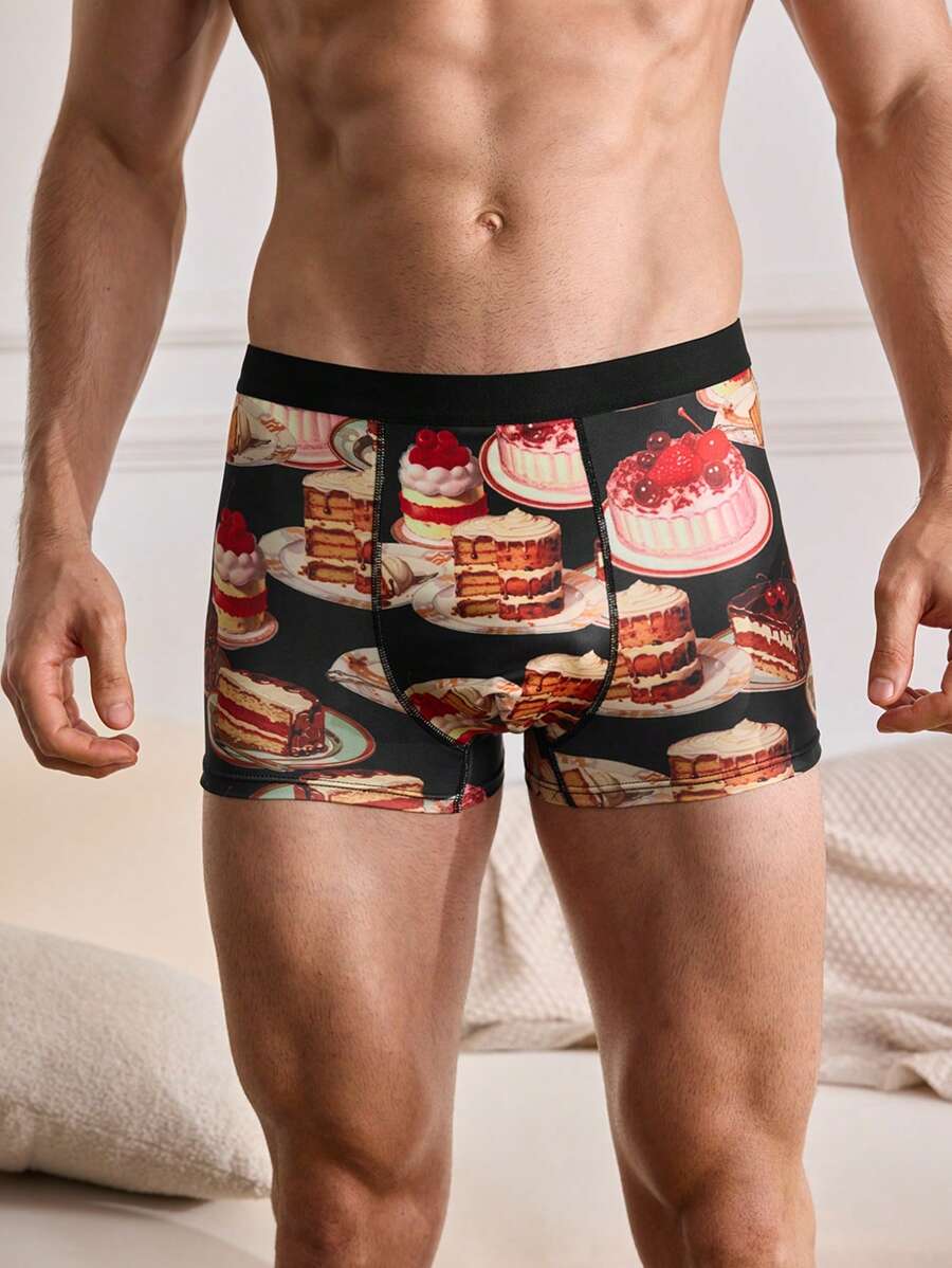 Men's Printed Cake & Sweets Pattern Boxer Shorts - Multicolor - View 1