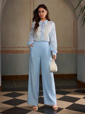 ZEYLAH 100%Linen Wide Leg Pants, Summer Holiday Style