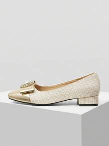 MOTF PREMIUM SQUARE TOE BOW & RHINESTONE BUCKLE FLAT - Gold - View 4