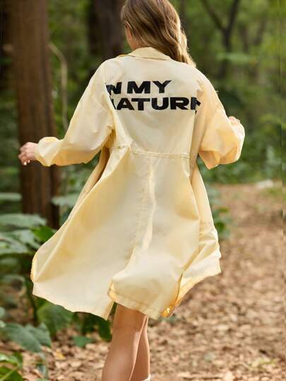 In My Nature 女式字母印花落肩长袖长款轻便夹克