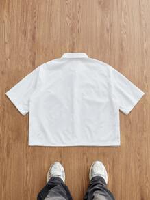 Manfinity Joysei 男士单排扣花卉印花休闲短袖衬衫，夏季/假日 - 白色 - 查看 2