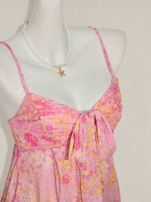 SHEIN ICON Summer Going Out Beach Boho Hawaii Pink Babydoll Flowy Floral Women Tank Tops & Camis Western Wear Women