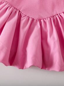 SHEIN Babygirl 可爱粉色针织无袖连体衣，夏季 - 玫紅色 - 查看 7