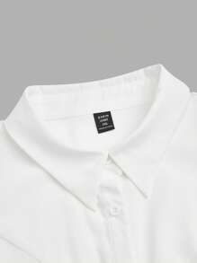 Lyrianda 女士商务休闲时尚衬衫（配领带）、修身版型、七分袖、多用途办公装 - 白色 - 查看 3