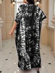 Fleurora Vestido elegante morado tejido con cuello de encaje y detalle de solapa para primavera, verano, otoño e invierno, vestido de vacaciones de talla grande - Blanco y Negro - Ver 2