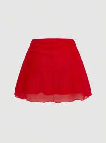 SHEIN MOD Women Red Camisole Top And Mini Skirt 2 Pieces Set - Red - View 7