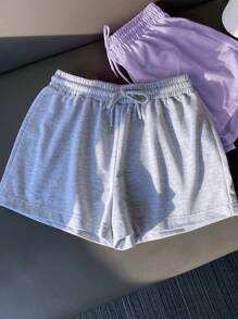 SHEIN 2pcs Women Casual Shorts, Suitable For Spring/Summer - Multicolor - View 4