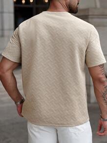 Manfinity Homme Herren Große Größen Rundhalsausschnitt Kurzarm Strukturiertes Lässig T-Shirt, Sommer