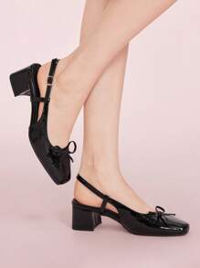 CUCCOO DOLLMOD 女士时尚经典后绑带黑色平底鞋 - 黑色 - 查看 3