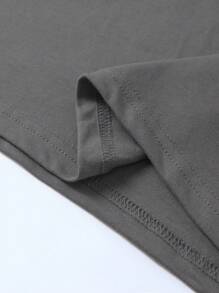 INAWLY 女士休闲日常百搭字母与山峰印花短袖 T 恤 - 深灰色 - 查看 5