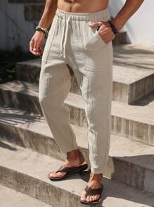 Manfinity Nomadique Pantalon en coton unicolore avec poches, mode pour l'été