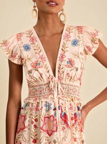 Travachic 女式梭织飞机印花长款连衣裙 - 淺粉色 - 查看 5